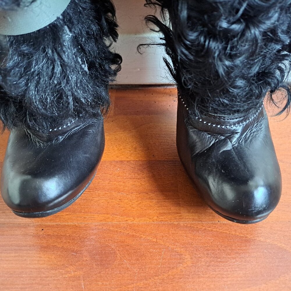 Roberto Cavalli Real Fur Leather Boots with Buckles Size 37 - Picture 7 of 16